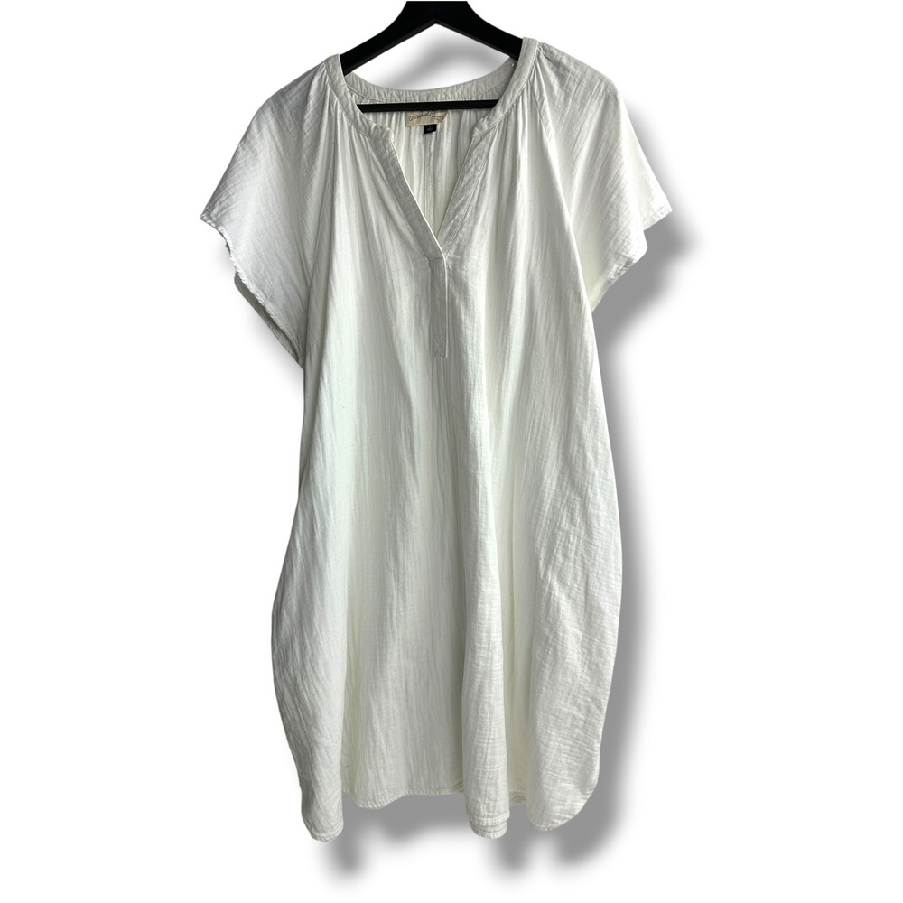 Universal Thread Tunic Dress Womens Large White Cotton Double Gauze Shift Pocket